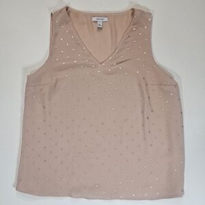 Nine West Blouse Womens Small Light Pink Gold Hearts Sleeveless‎ Festival Top